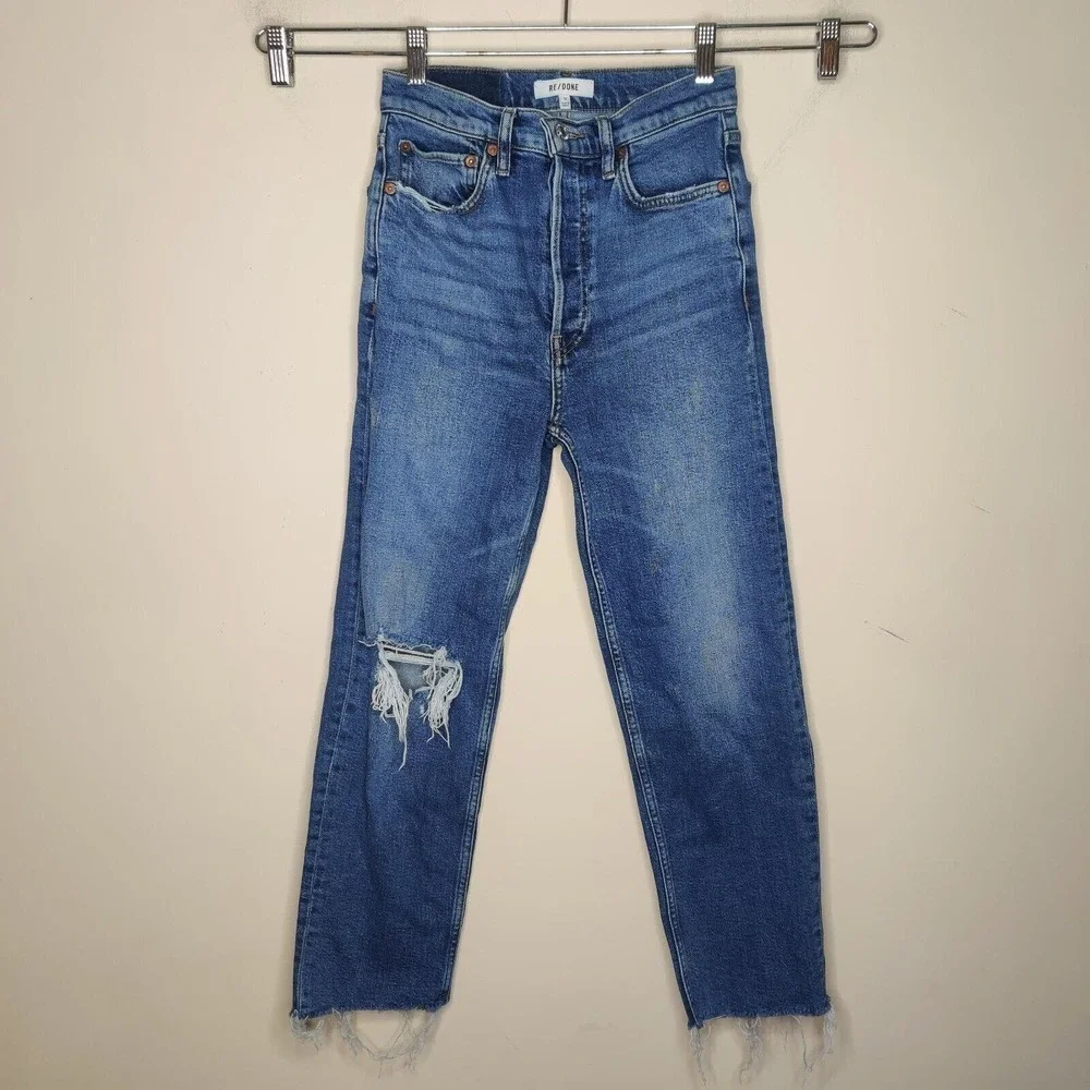 Re/Done Jeans 70 Ultra High Rise Distressed Denim Vintage‎